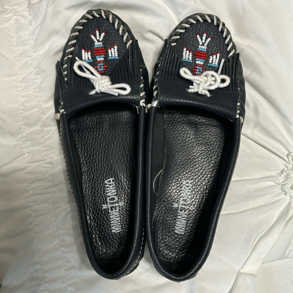 Navy Blue Minnetonka moccasins
